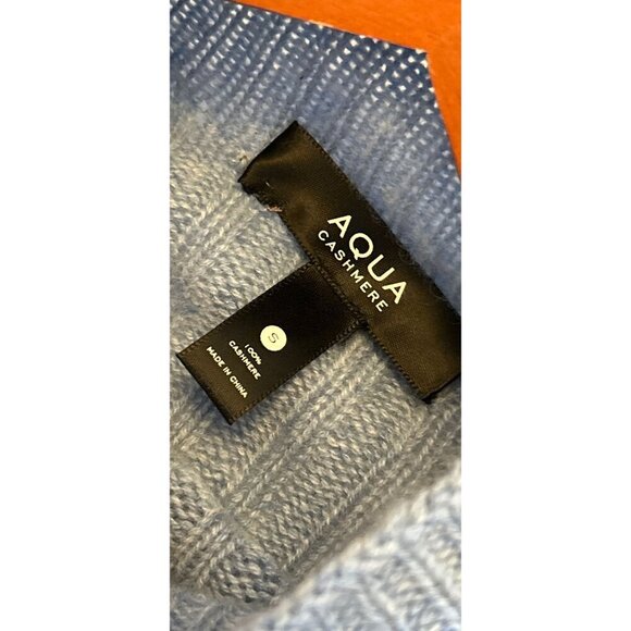 Aqua 100% Cashmere Balloon Sleeve Sweater In Heather Blue Size Small - Picture 7 of 9